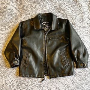 Hawk and Co. Boys black faux leather jacket size 5